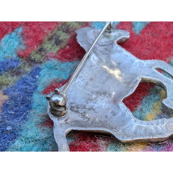 Vintage Sterling Silver Zebra Brooch // Retro Hat Pin, Scarf Pin, Lapel Pin - Picture 9 of 9